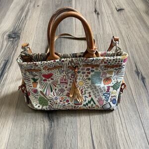 Dooney & Bourke Y2K Vintage Whimsy Sketch Handbag Satchel Colorful READ